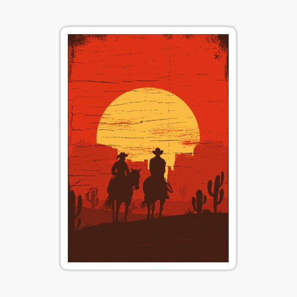 Vista previa del artículo con la obra «Vaqueros del salvaje oeste - Viaje», diseñado y vendido por JingleSnitch.