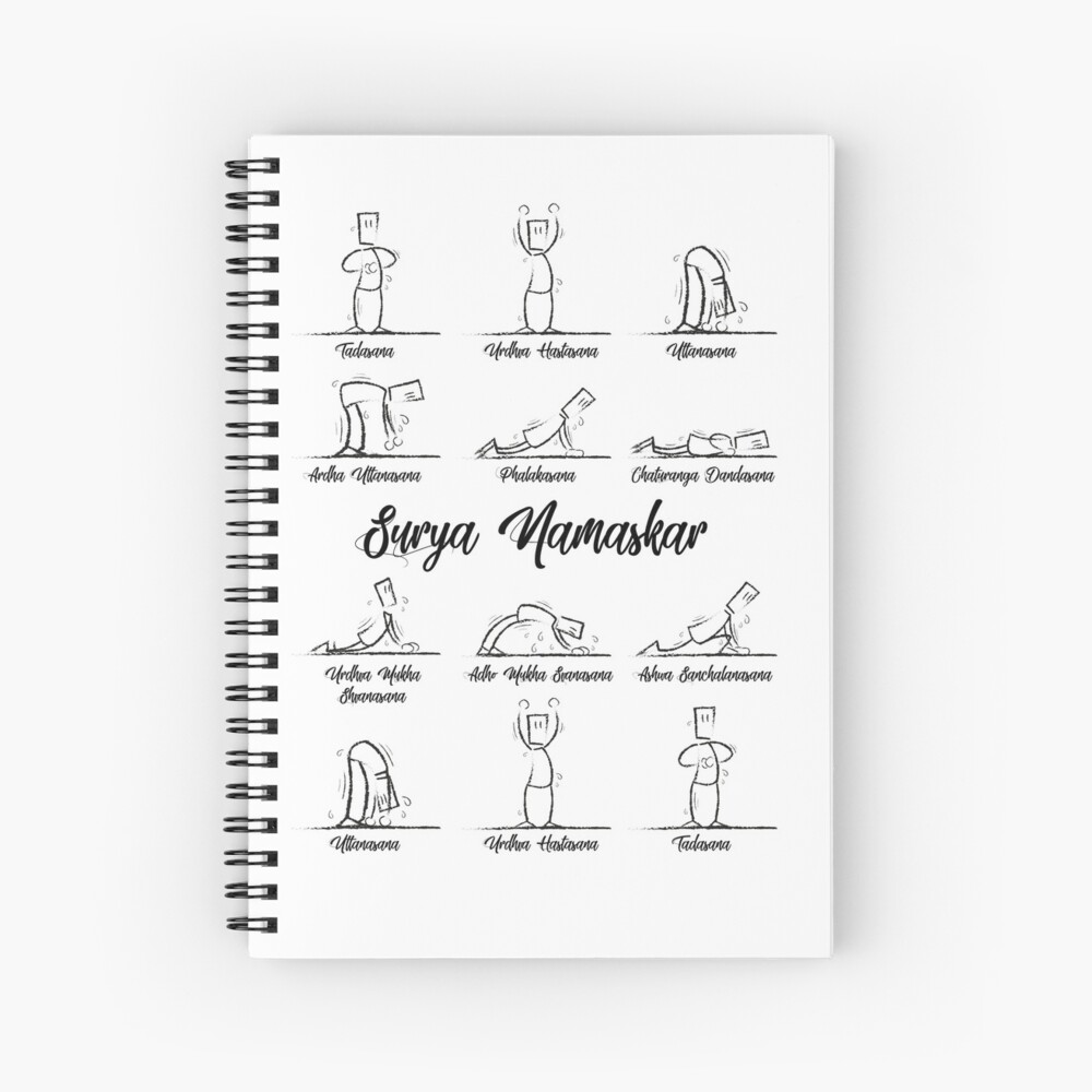 syrya namaskar sun salutation yoga spiral notebook by bickhofe redbubble redbubble