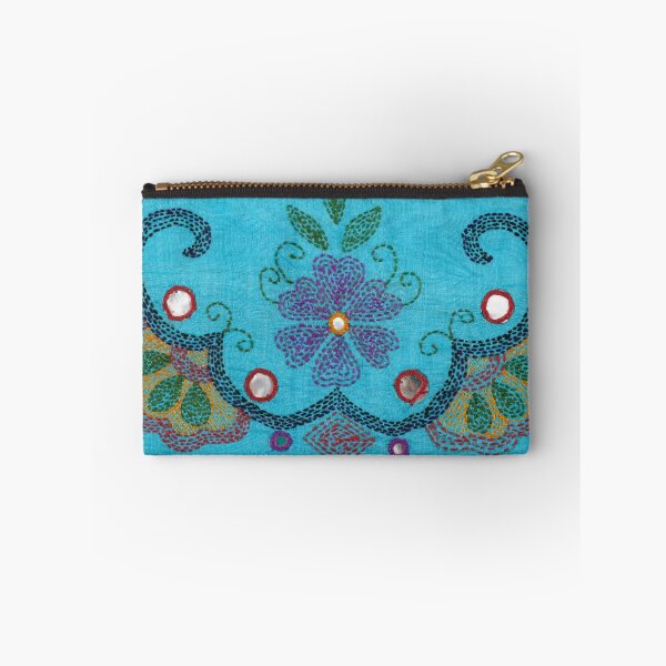 Item preview, Kantha Fabric Art On Turquoise Pure Silk designed and sold by Artmantras.