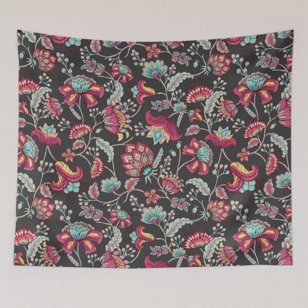 Item preview, Indian Floral Purple - Dark Gray designed and sold by Kind Mode Store.