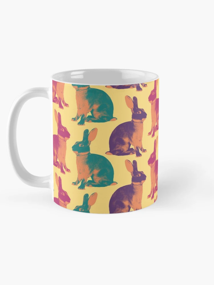 Thumbnail 5 of 6, Coffee Mug, Tan Rabbit Color Pop Pattern by Conkberry / Tan Bunny Show Rabbit Colorful Rabbit Textile designed and sold by conkberry.