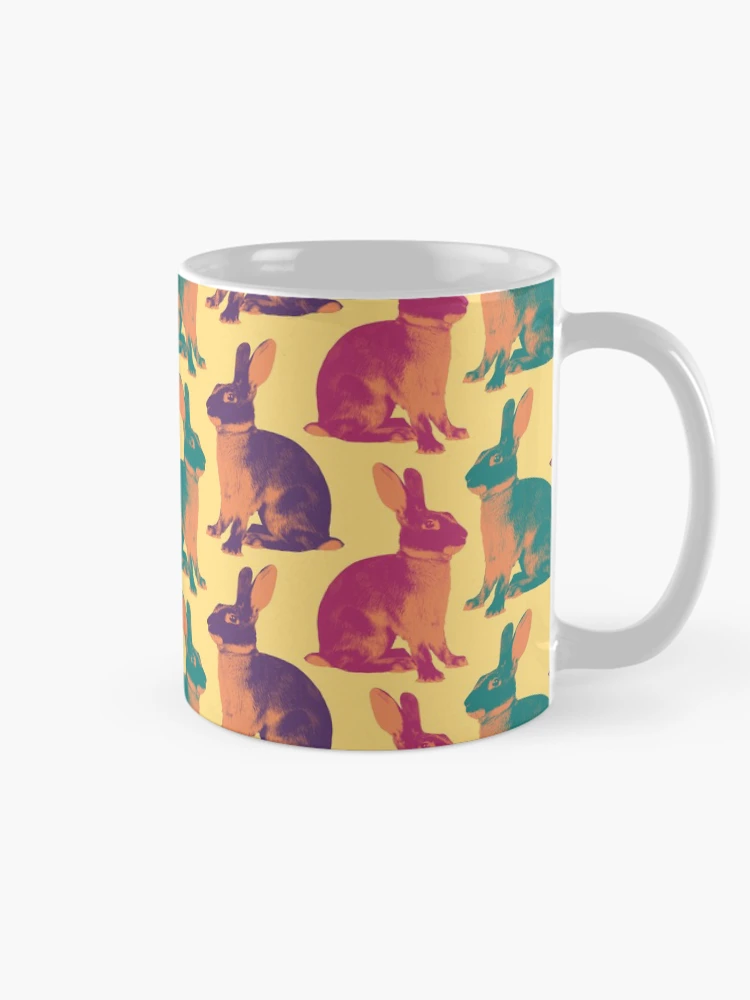 Thumbnail 3 of 6, Coffee Mug, Tan Rabbit Color Pop Pattern by Conkberry / Tan Bunny Show Rabbit Colorful Rabbit Textile designed and sold by conkberry.