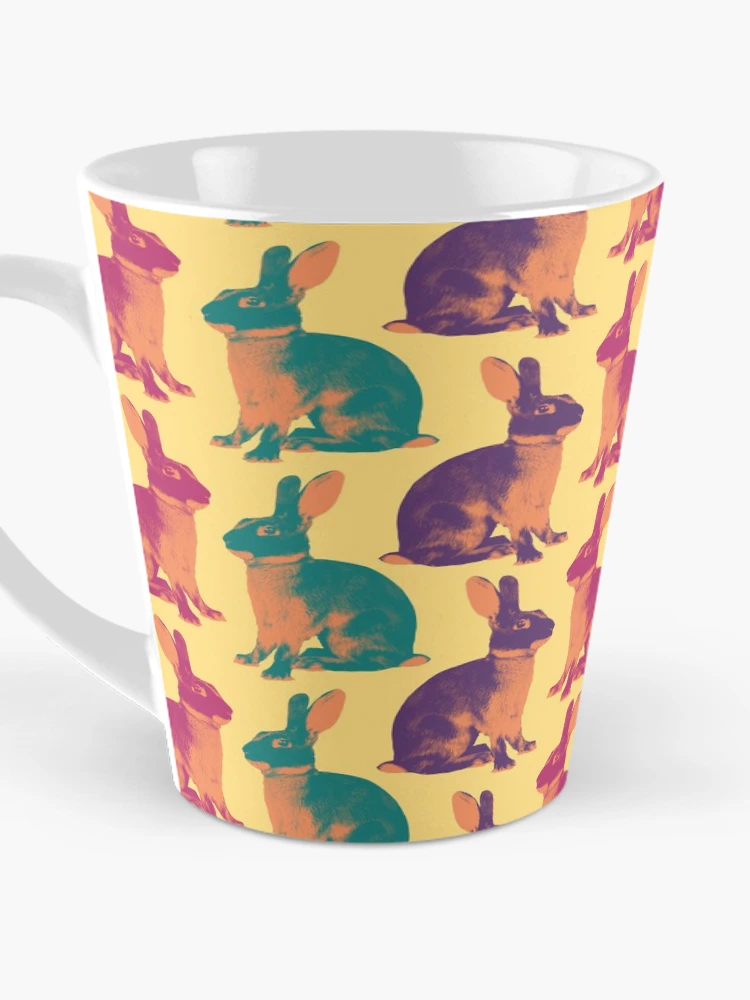 Thumbnail 3 of 4, Coffee Mug, Tan Rabbit Color Pop Pattern by Conkberry / Tan Bunny Show Rabbit Colorful Rabbit Textile designed and sold by conkberry.