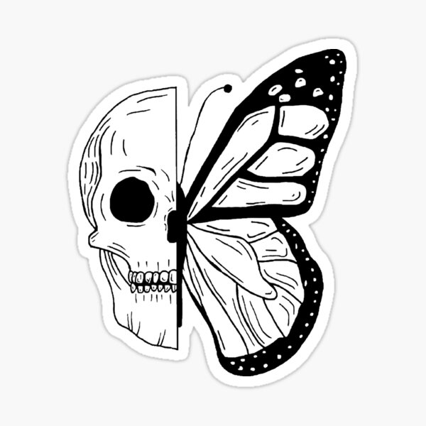 Fine line half butterfly half flower tattoo on the