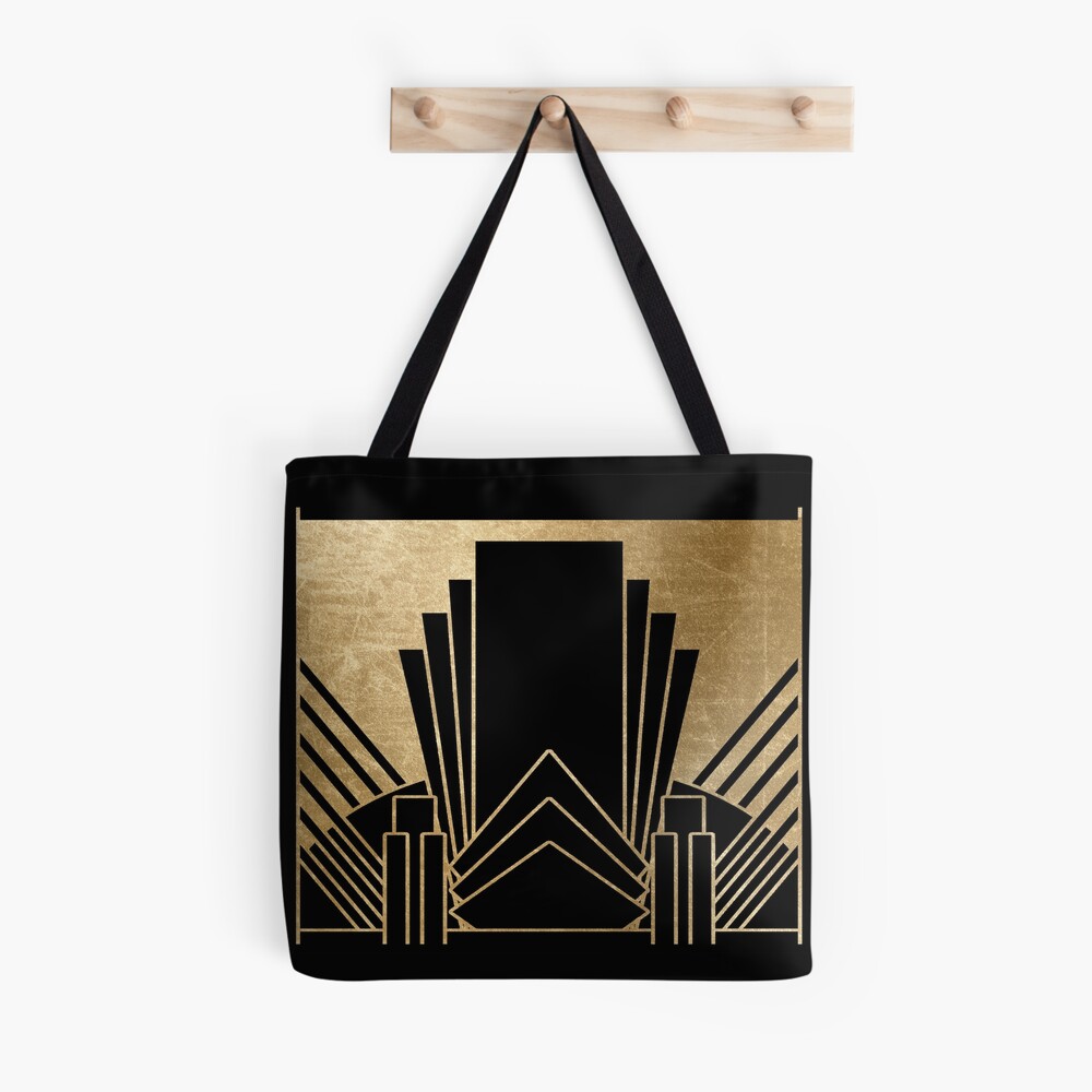 Large Retro Geometric Pattern Tote Bag, Classic Luxury Shoulder