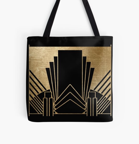 Large Retro Geometric Pattern Tote Bag, Classic Luxury Shoulder