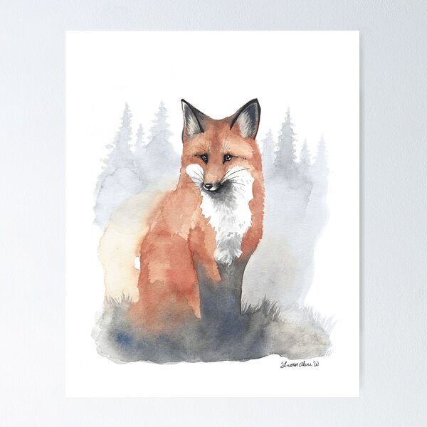 Winter Woodland Animals Framed Stamp - Fox