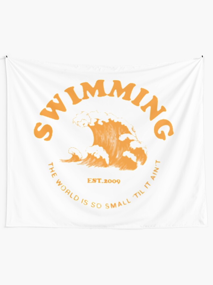 Alternate view of mac miller swimming Tapestry