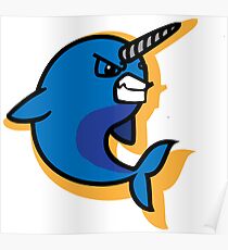 Cartoon Narwhal Art Sport Logo Poster