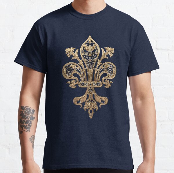 Item preview, Gold Filigree Fleur-de-Lis over Blue Velvet designed and sold by Serge Averbukh Art Studio.