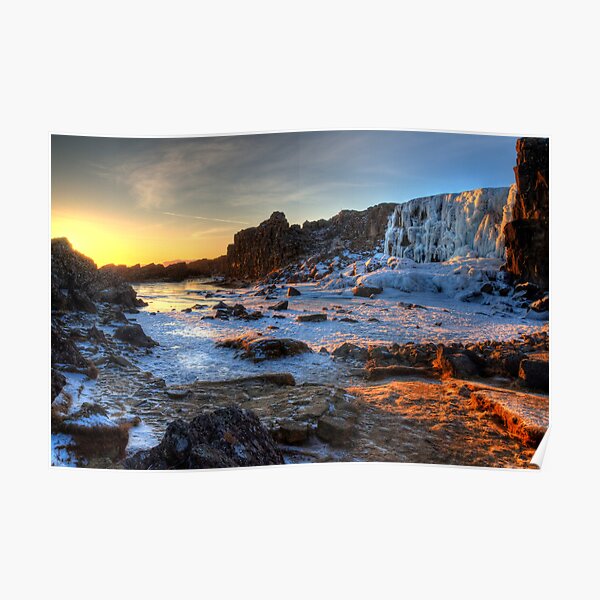 Thingvellir Frozen Waterfall Poster