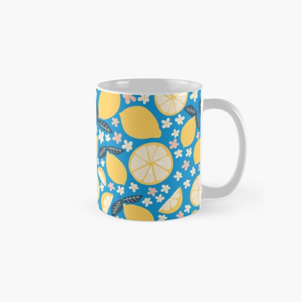Blue and Yellow Summer Lemons - Orchard Birds Collection Classic Mug