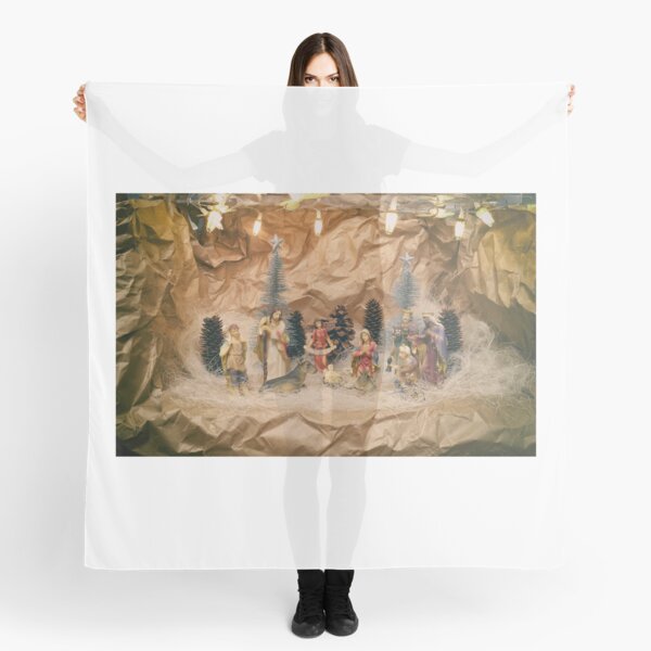 Christmas Nativity Scene With Holy Family Square Scarf Head Wrap Hair Scarves
