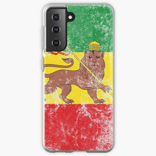 Old Flag of Ethiopia Lion of Judah Rastafarian Reggae Vintage Distressed Print Samsung Galaxy Soft Case