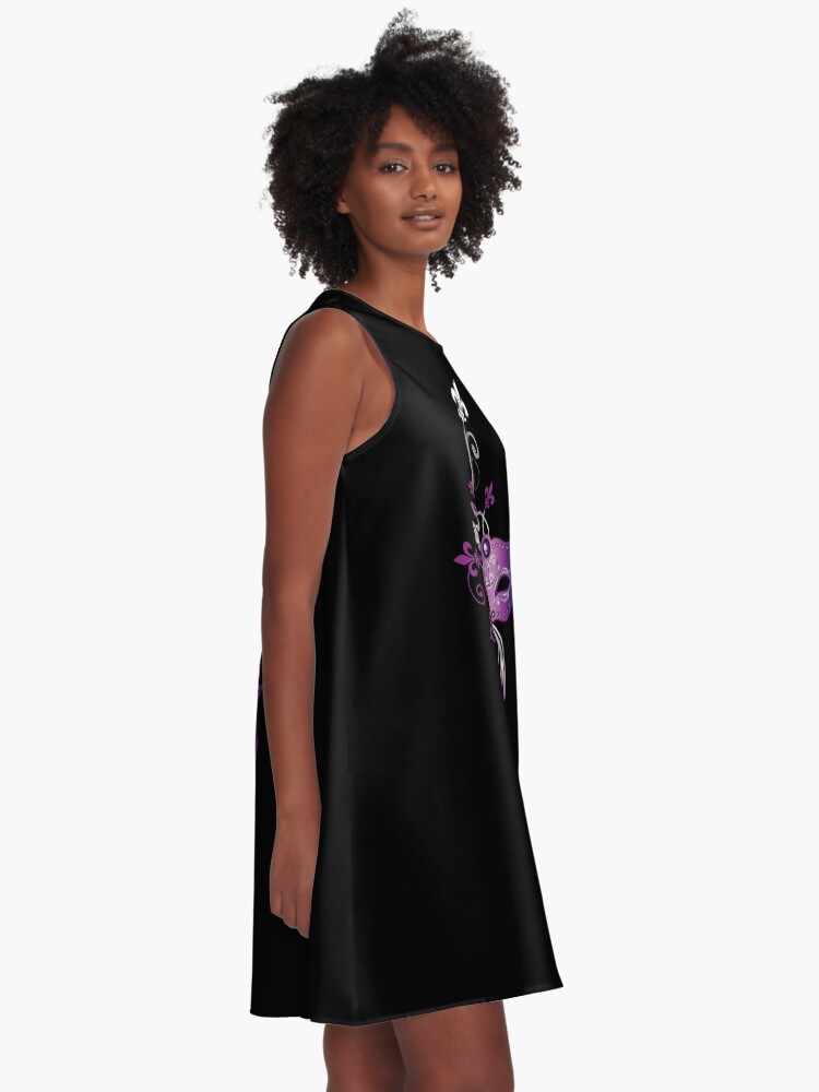 Alternate view of Mardi Gras. Mask with Fleur De Lis. A-Line Dress
