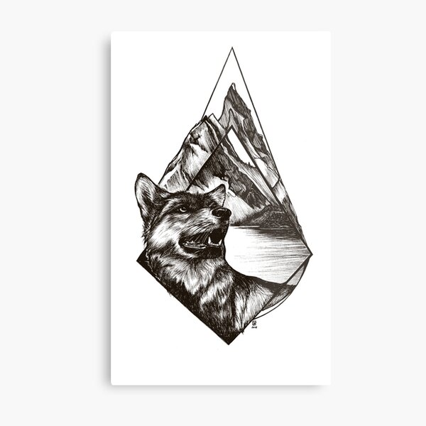 Wolf in Alpin Mountains Metallbild