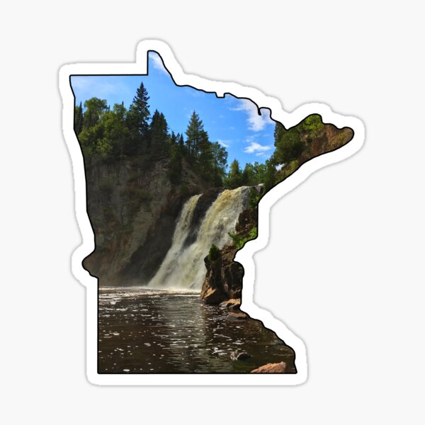 Minnesota State Outline (Tettegouche State Park, Baptism River & the High Falls) Sticker