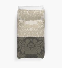 Brown und Tan Faux Leinen Damast Bettbezug
