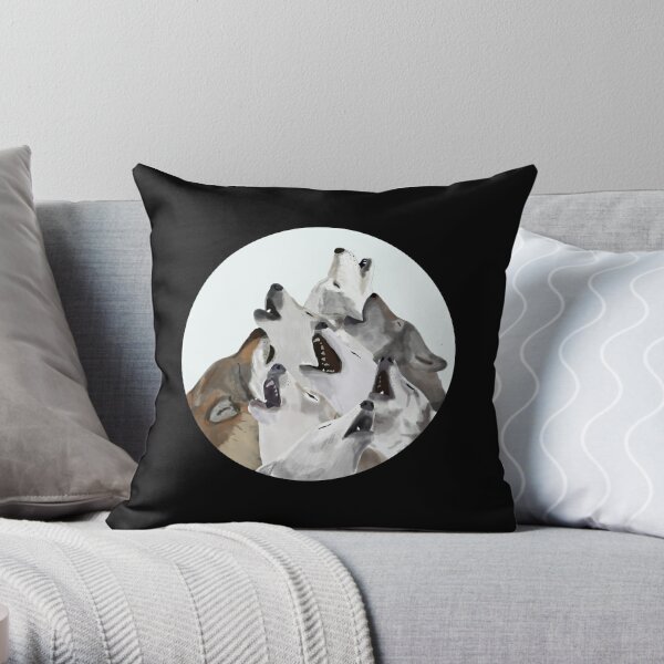 Wolves Howling at the Moon Throw Pillow