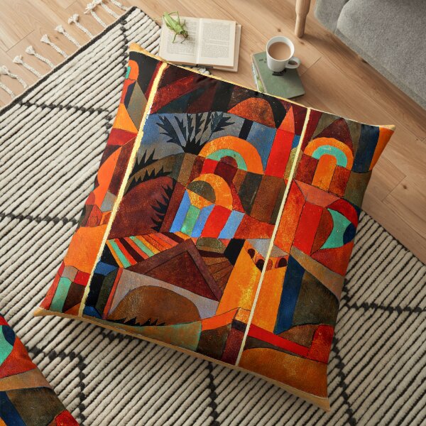Klee - Temple Gardens, abstract art Floor Pillow