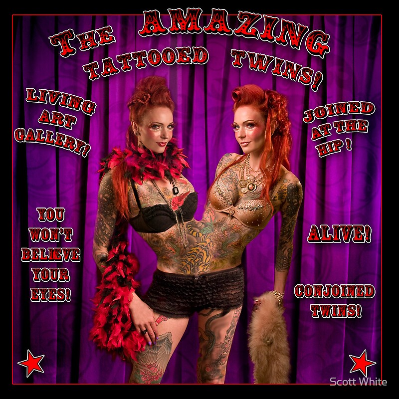 The Amazing Tattooed Twins By Scott White Redbubble   Flat,800x800,075,f 