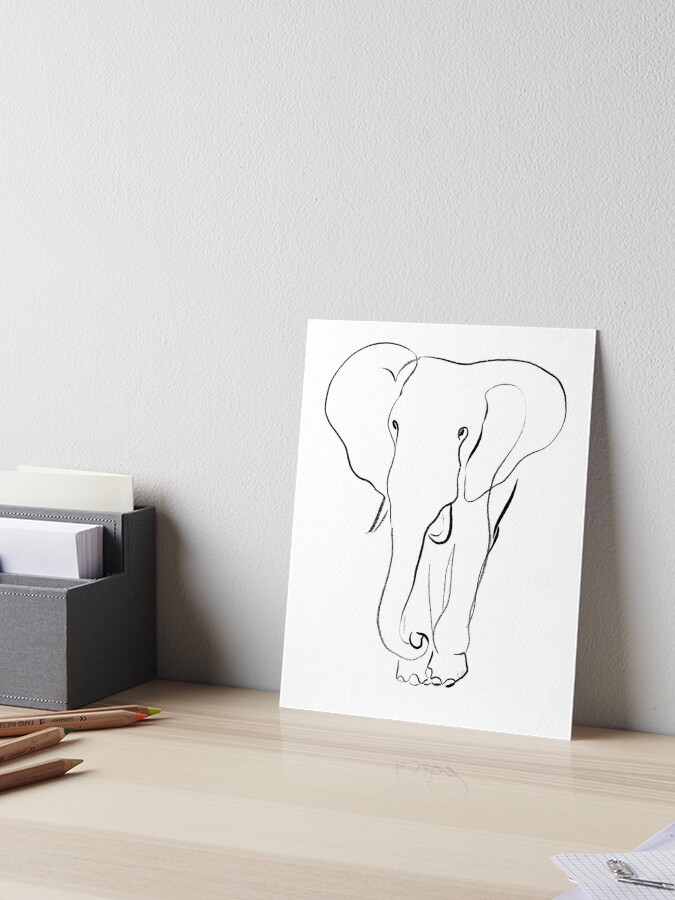 Impression Rigide Dessin De Style D Une Ligne D Elephant Par Katrinpo Redbubble