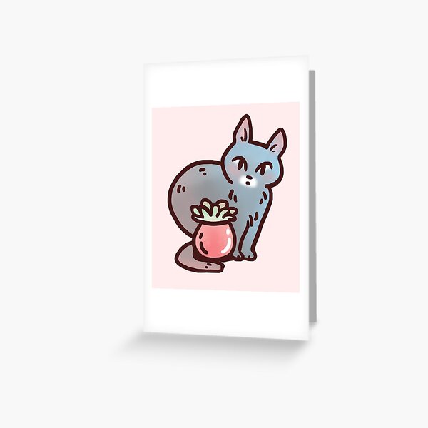 Chat plante grasse Carte de vœux