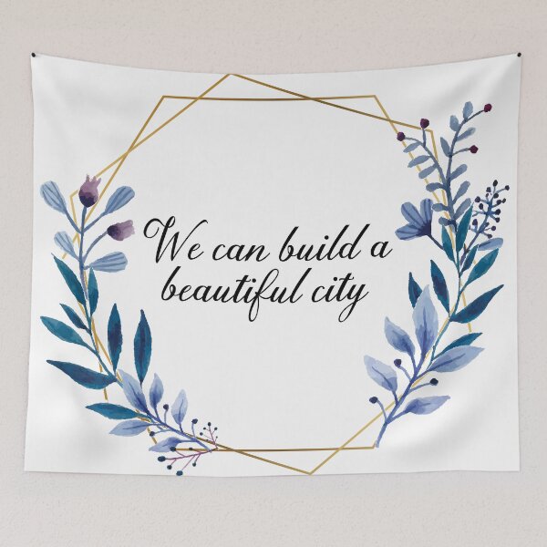 Item preview, Beautiful City Godspell quote floral wreath designed and sold by Skylyr VanDerveer.