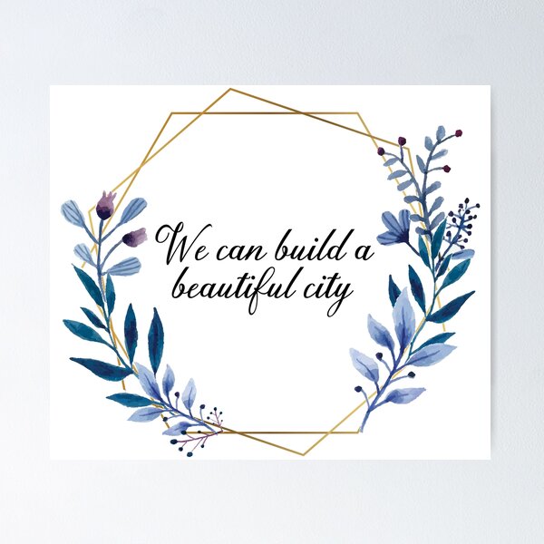 Item preview, Beautiful City Godspell quote floral wreath designed and sold by Skylyr VanDerveer.