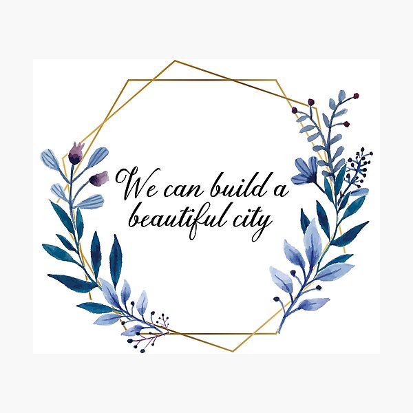 Item preview, Beautiful City Godspell quote floral wreath designed and sold by Skylyr VanDerveer.