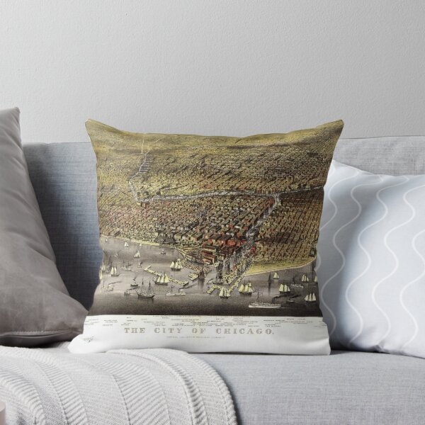 Item preview, Historical Birdseye Map of Chicago designed and sold by threeampersands.