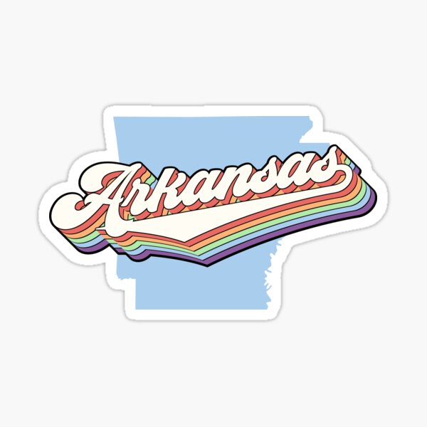 Vista previa del artículo con la obra «Arkansas - Letras de estilo retro del arco iris», diseñado y vendido por Si Li.
