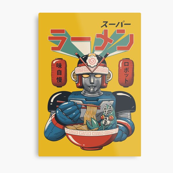 Super Ramen Bot Metal Print