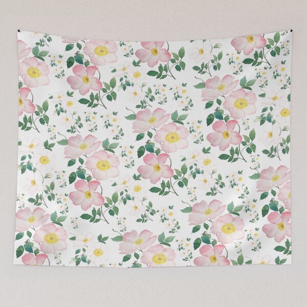 Item preview, hand painted pink and white rose pattern  designed and sold by ColorandColor.