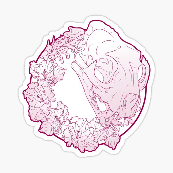 Mountain Lion Skull and Gladiolus Sticker