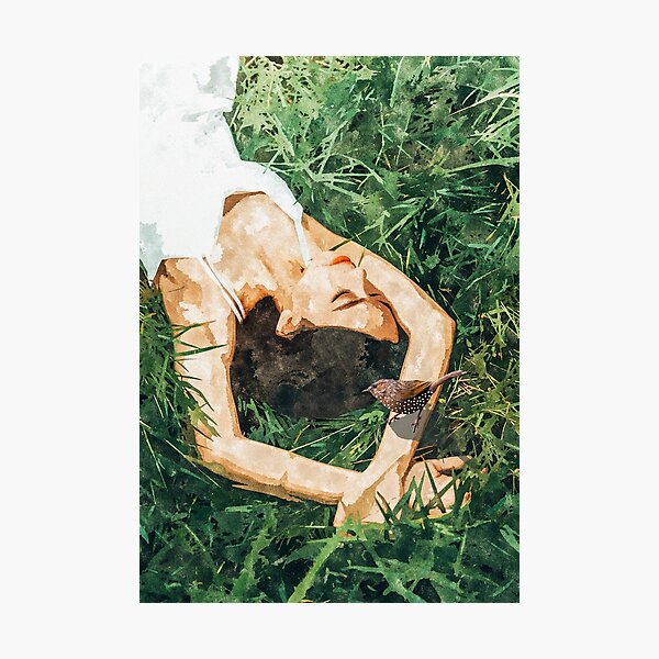 Resting In The Jungle, Bohemian Woman Forest Fashion Travel Vacation Birds Wildlife Nature Photographic Print