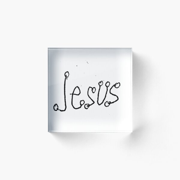 #Jesus #illustration #scribble #visuals #symbol #alphabet #sketch #chalkout #vector #old #cute #horizontal #realpeople #characters #humor #retrostyle #rebellion #inarow Acrylic Block