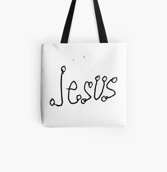 #Jesus #illustration #scribble #visuals #symbol #alphabet #sketch #chalkout #vector #old #cute #horizontal #realpeople #characters #humor #retrostyle #rebellion #inarow All Over Print Tote Bag