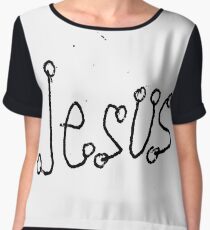 #Jesus #illustration #scribble #visuals #symbol #alphabet #sketch #chalkout #vector #old #cute #horizontal #realpeople #characters #humor #retrostyle #rebellion #inarow Chiffon Top