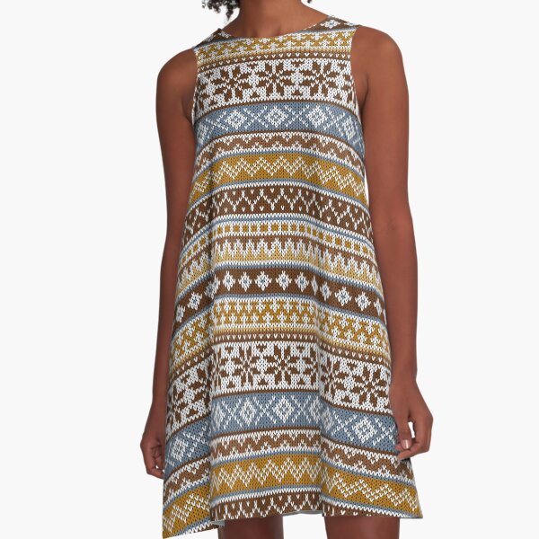 Fair Isle Toffee Vestido acampanado