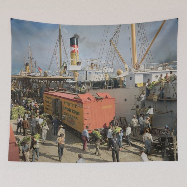 Item preview, Unloading bananas from steamer, New Orleans ca 1900 designed and sold by Sanna Dullaway.