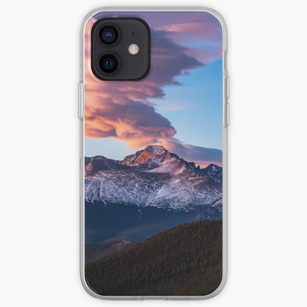 Fire on the Mountain - Sunrise Illuminates Cloud Over Longs Peak in Colorado iPhone Soft Case