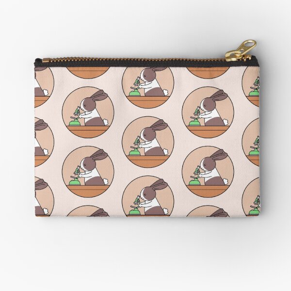 Cute Bunny Rabbit Scientist with Green Microscope Zipper Pouch