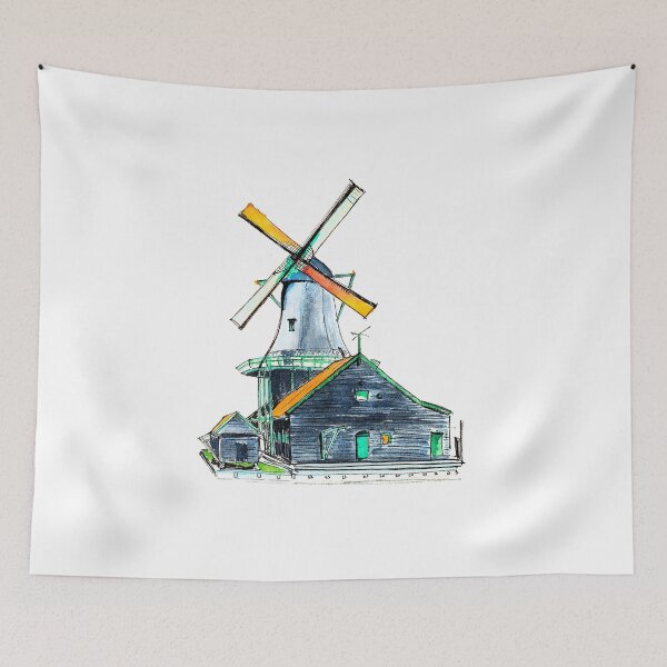 Item preview, Windmill Holland watercolor sketch. designed and sold by LiliyaSavelieva.