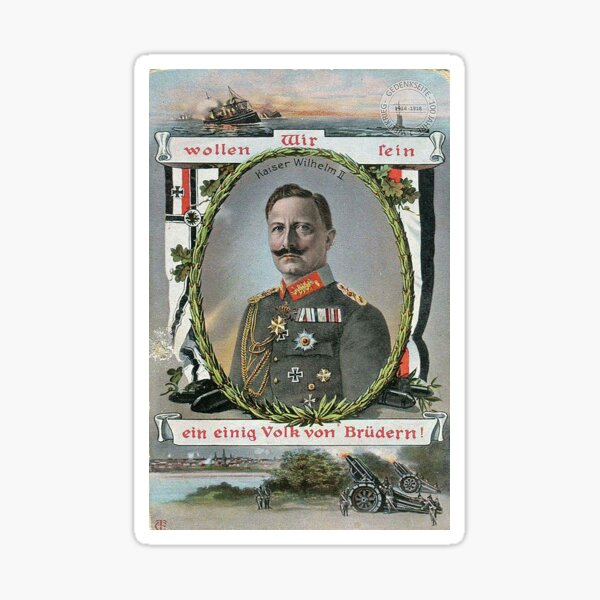 Kaiser Wilhelm II patriotic WWI card Sticker