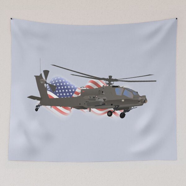 Item preview, AH-64 Apache Helicopter with American Flag designed and sold by NorseTech.