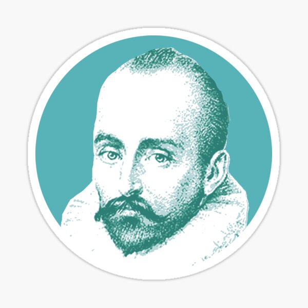 Item preview, Michel de Montaigne Teal Blue Portrait designed and sold by savantdesigns.