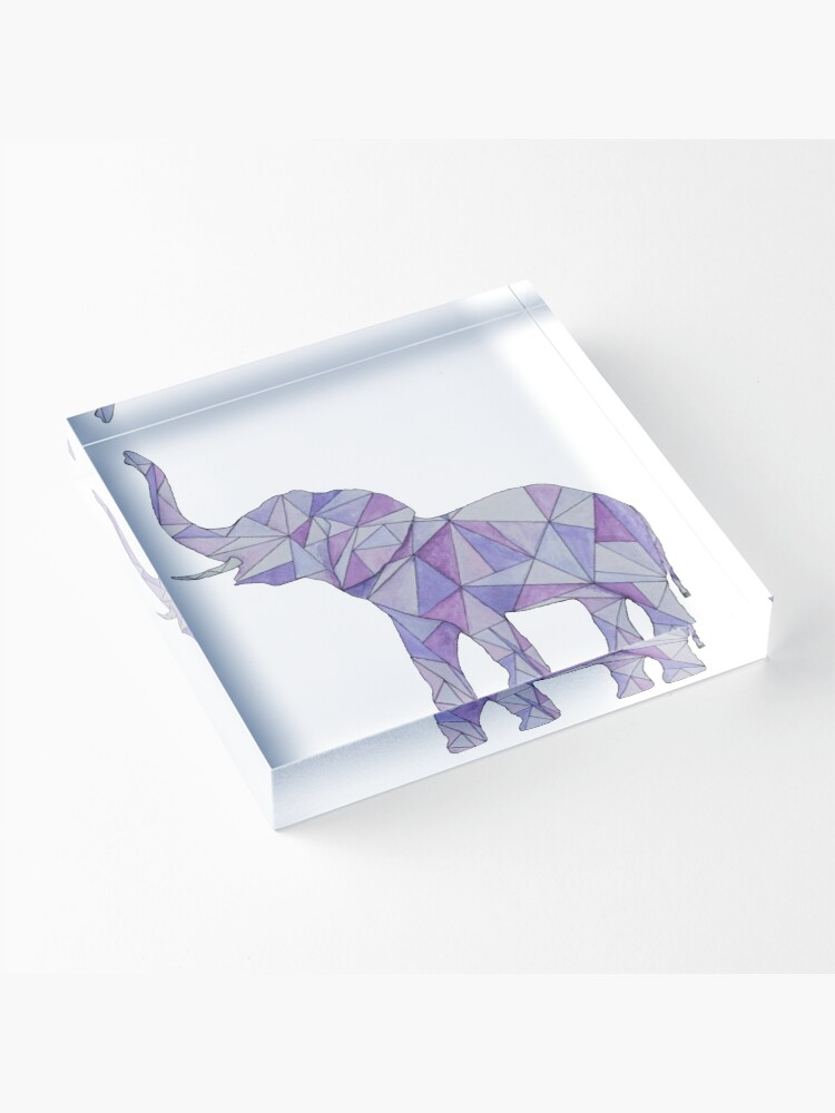 Alternate view of Purple Geometric Elephant  Acrylic Block