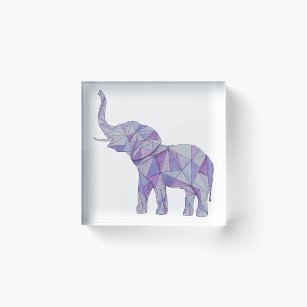 Purple Geometric Elephant Acrylic Block