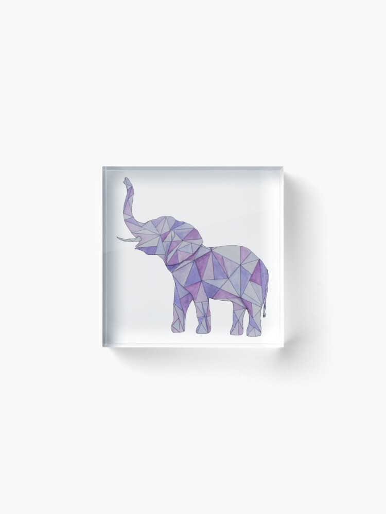 Alternate view of Purple Geometric Elephant Acrylic Block